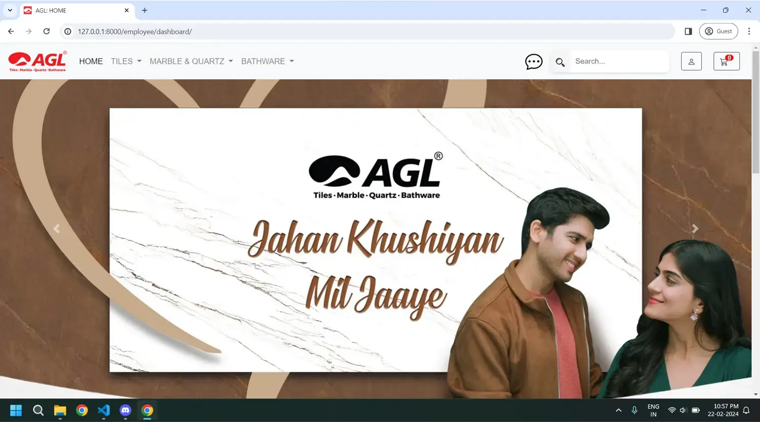 AGL Showroom Website Interface
